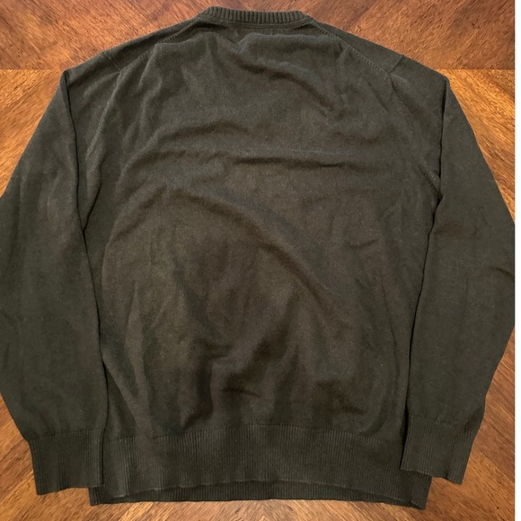 Eddie Bauer V Neck Sweater XL Cotton Cashmere Blend Dark Gray Pullover |F1 - Picture 2 of 5